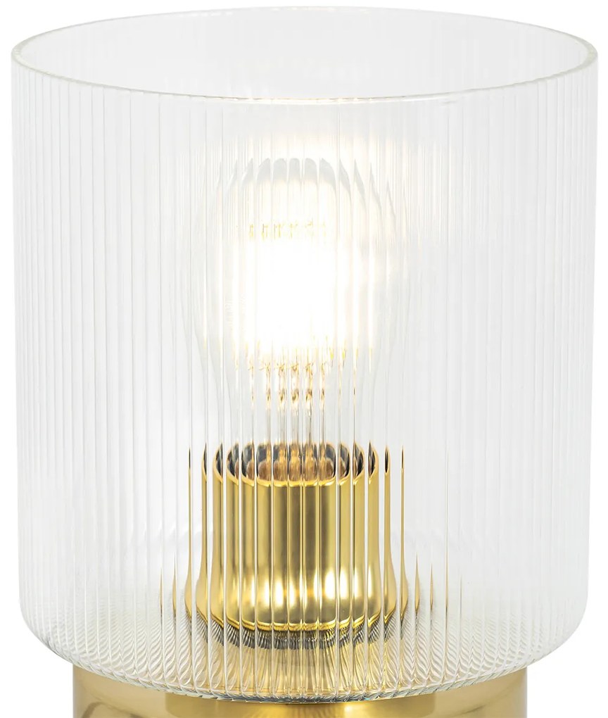 Art Deco tafellamp goud met glas - Laura