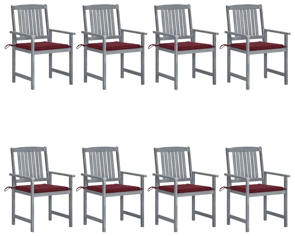 vidaXL Tuinstoelen 8 st met kussens massief acaciahout grijs