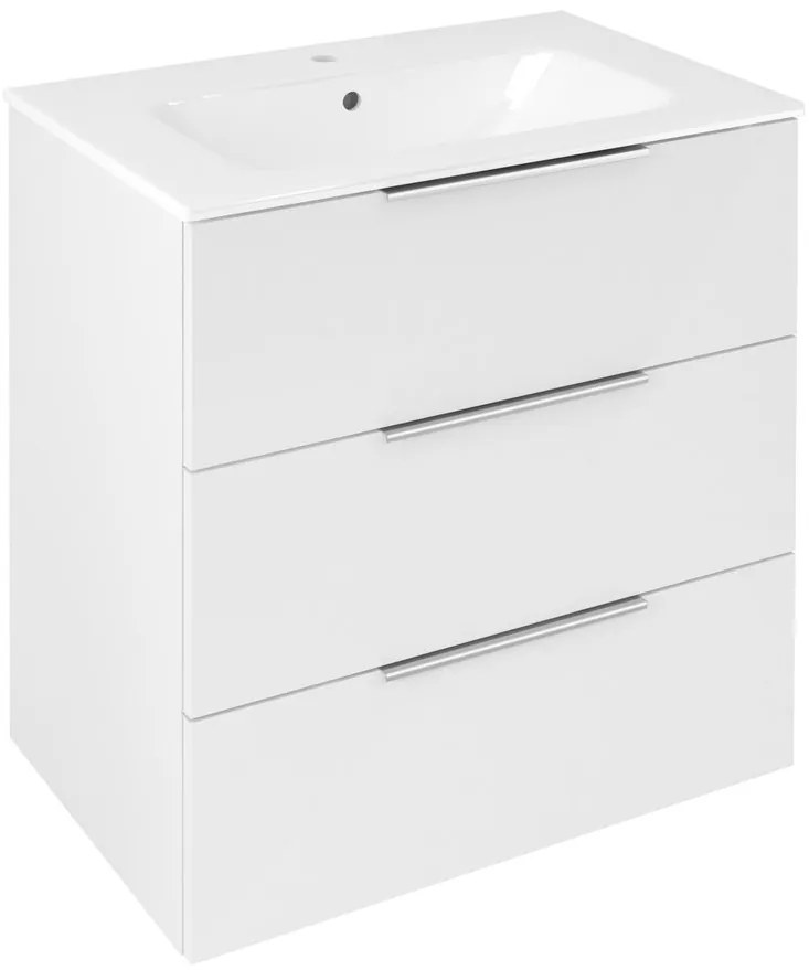 Sapho Cirasa wastafel onderkast 70x46x75cm met 3 lades wit glans