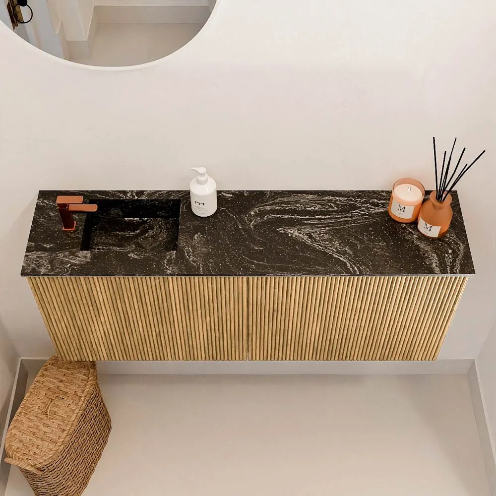 Mondiaz Joya DLux 100cm toiletmeubel oak met wastafel faye links 1 kraangat lava