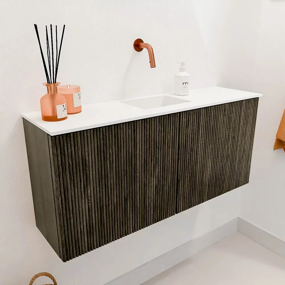 Mondiaz Joya 90cm toiletmeubel shadow met wastafel faye midden zonder kraangat talc