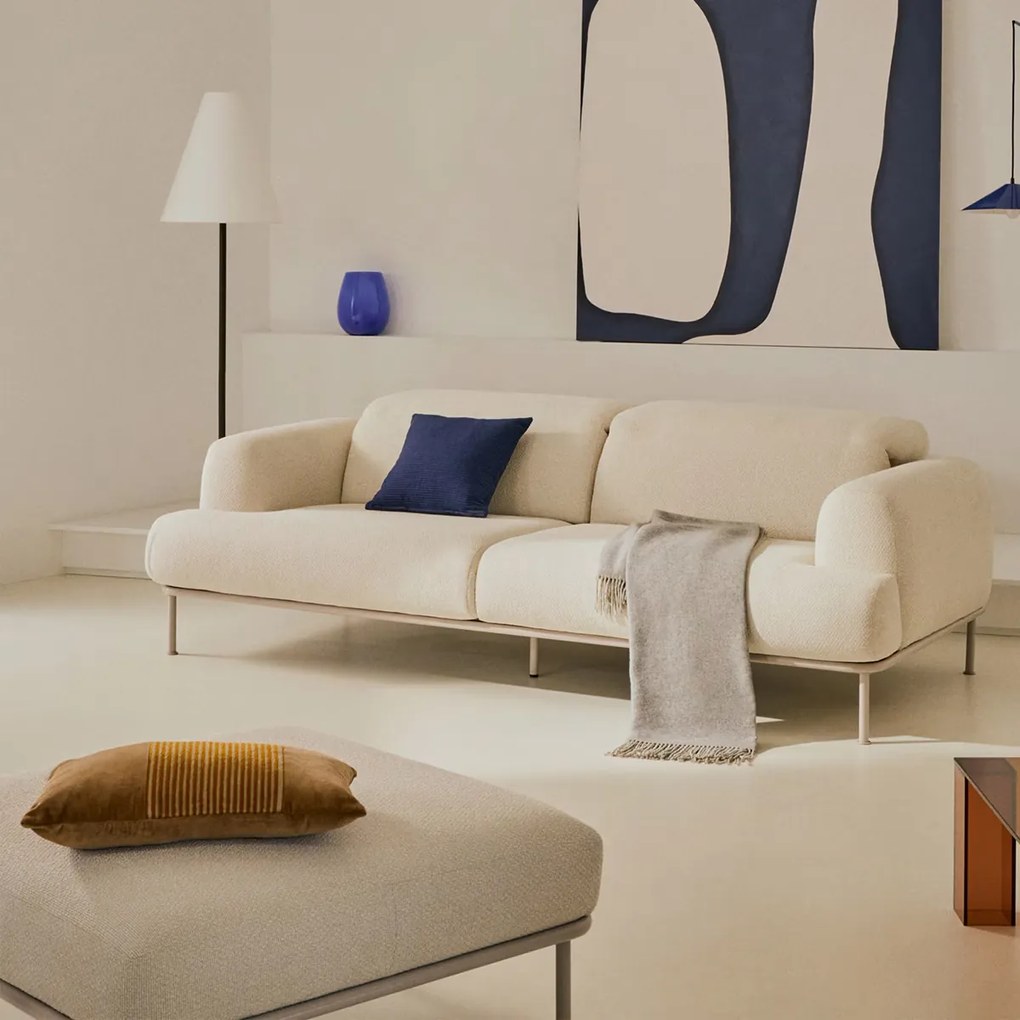 Kave Home Aurum Vierkante Hocker Ecru Beige