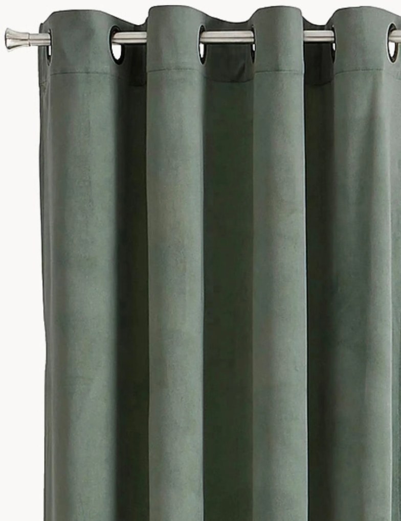 Fluwelen dim-out gordijnen Nora met ringen, 2-delig, B 140 cm