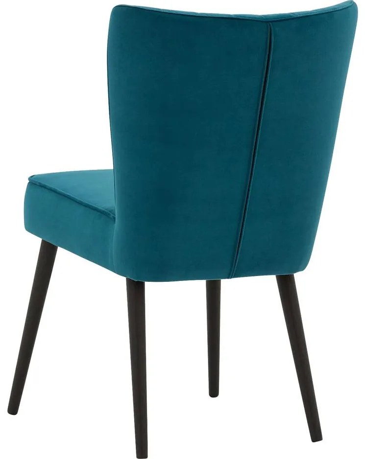 Goossens Eetkamerstoel Rob blauw velvet stof leuning, urban industrieel