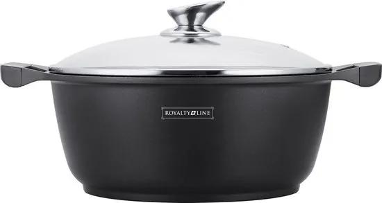 Royalty Line - Marble soep/braadpan - Met glazen deksel zwart - 30 CM