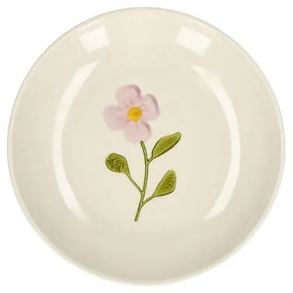 Gebaksbordje, steengoed, roze bloem,Ø 16 cm