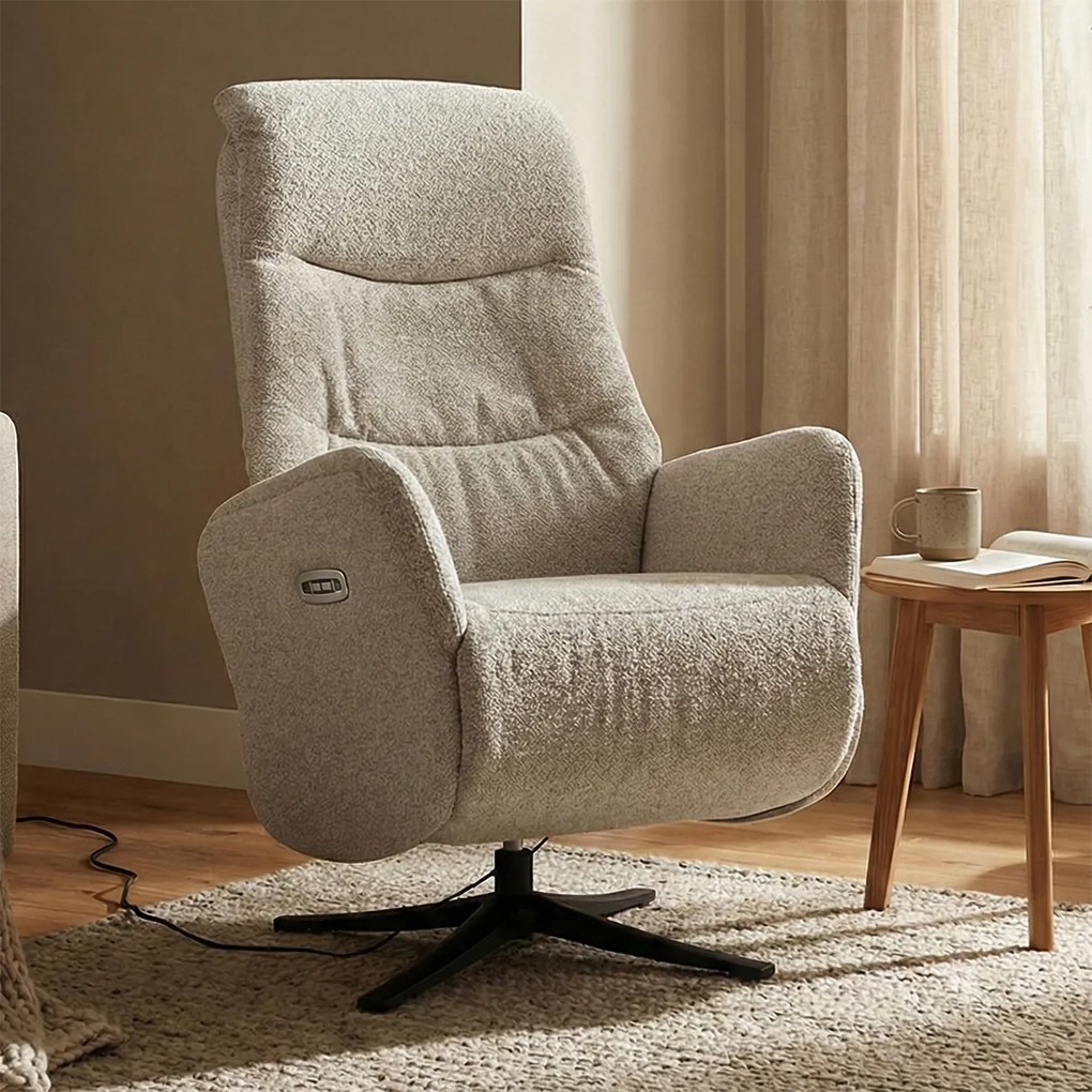 Elektrische Relaxfauteuil Creme Stof