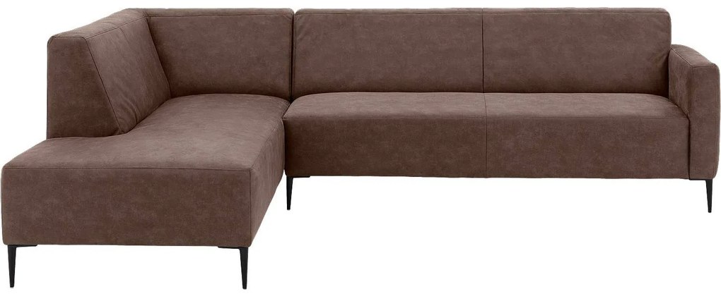 Goossens  Key West bruin, micro leer, 3-zits, modern design met ligelement links