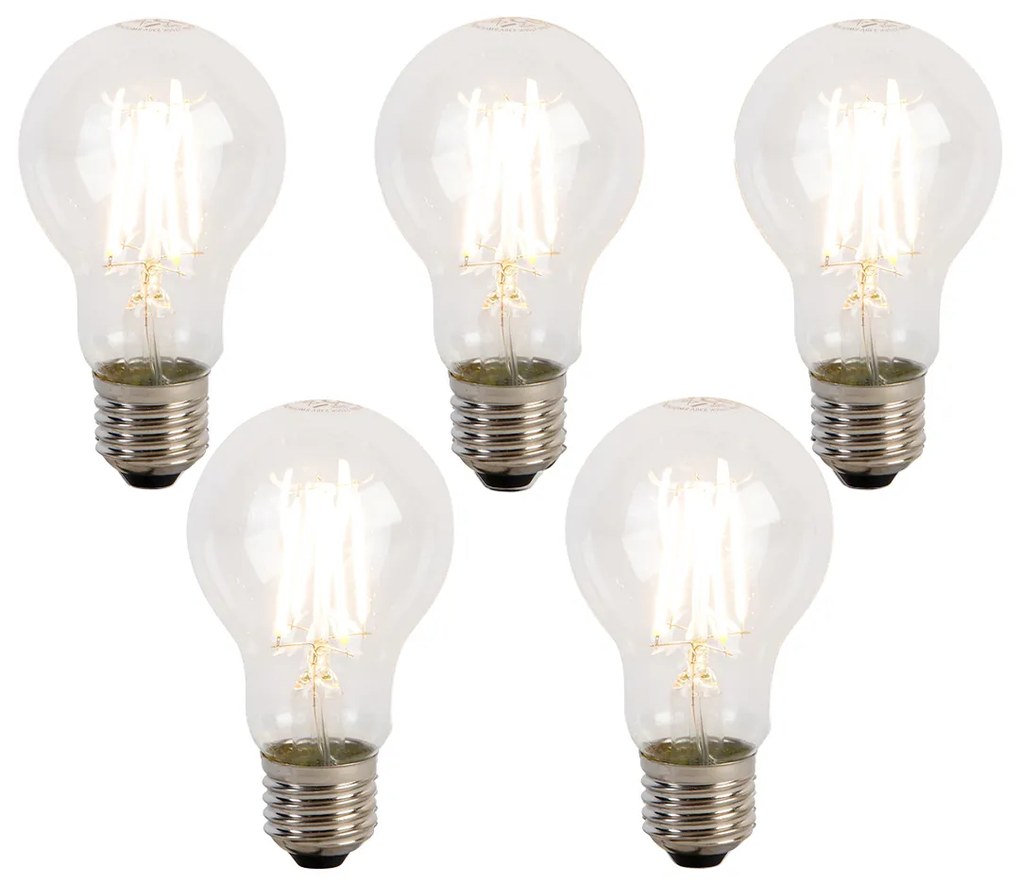 Set van 5 E27 3-staps dimbare LED lampen A60 5W 700 lm 2700K