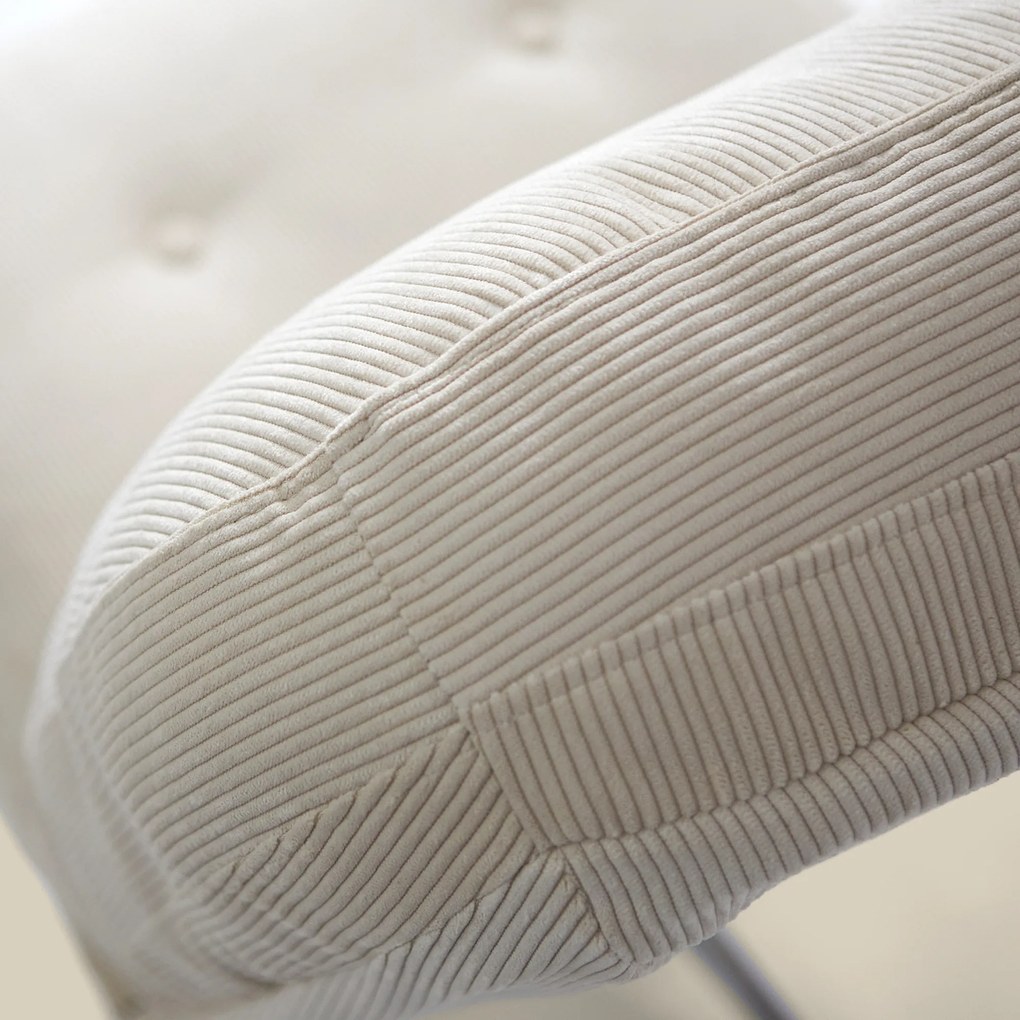 Retro Draaifauteuil Ribstof Creme