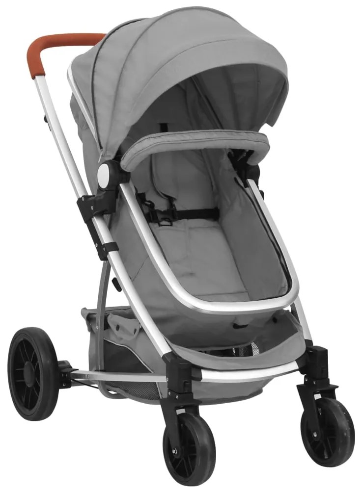 vidaXL Kinderwagen 2-in-1 aluminium lichtgrijs