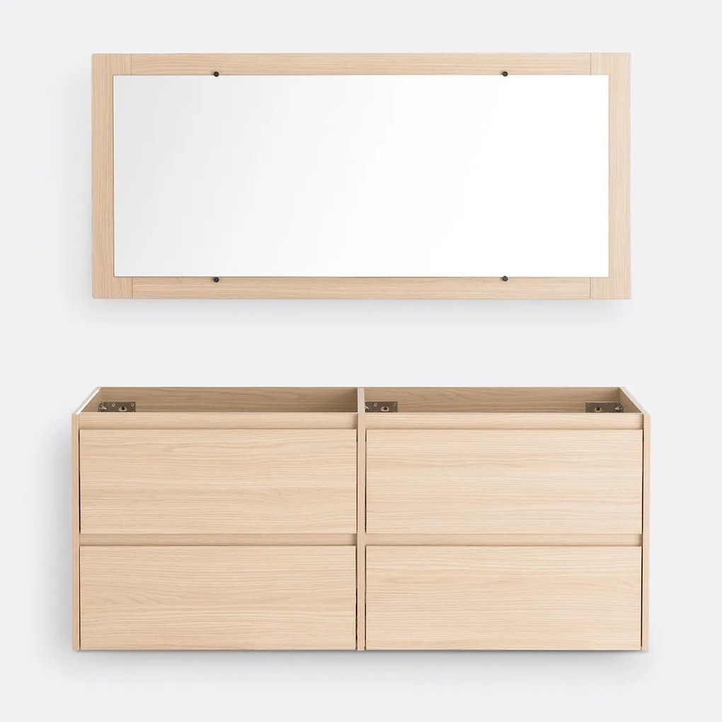 Wandmeubel voor wwastafel + spiegel L120cm, Nirio