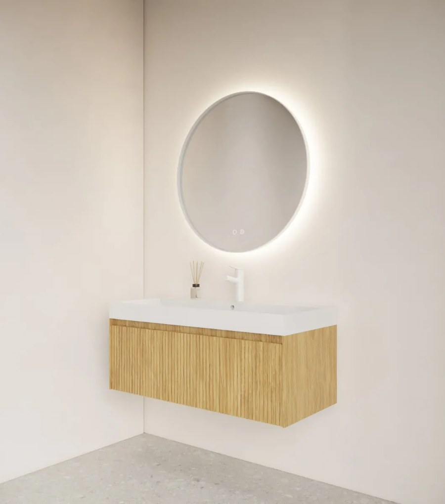 Gliss Design Athena ronde spiegel mat wit 40cm met verlichting en verwarming