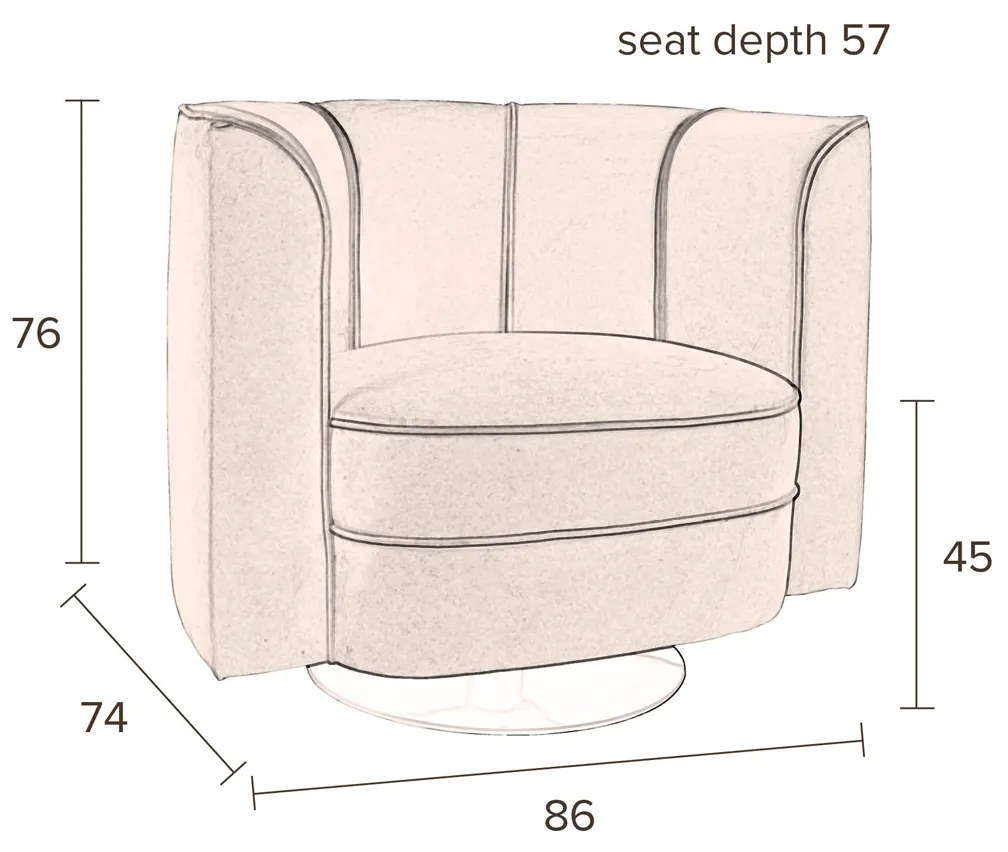 Dutchbone Flower Fluwelen Draaifauteuil Zwart