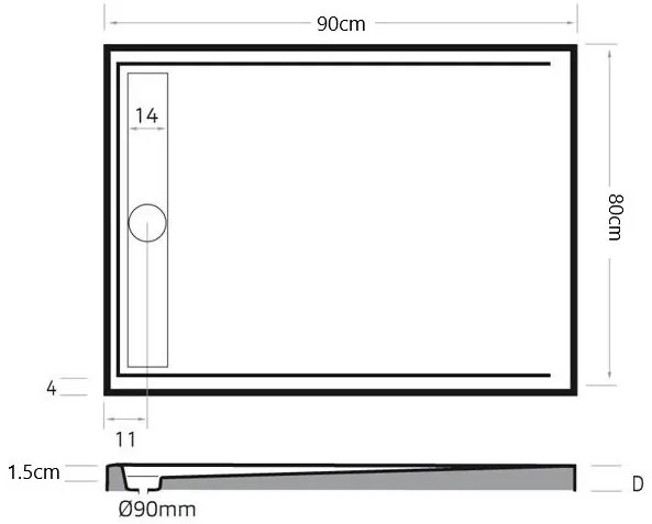 Xenz Easy-Tray douchebak 90x80x5cm antraciet