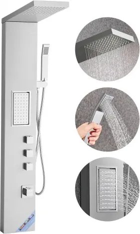 VEVOR Douchepaneeltorensysteem (3 in 1) met regendouchekop, (1345 mm) geborstelde roestvrijstalen douchekolom, aan de muur bevestigd regenmassagesysteem, met handdouche en grote bodyspray