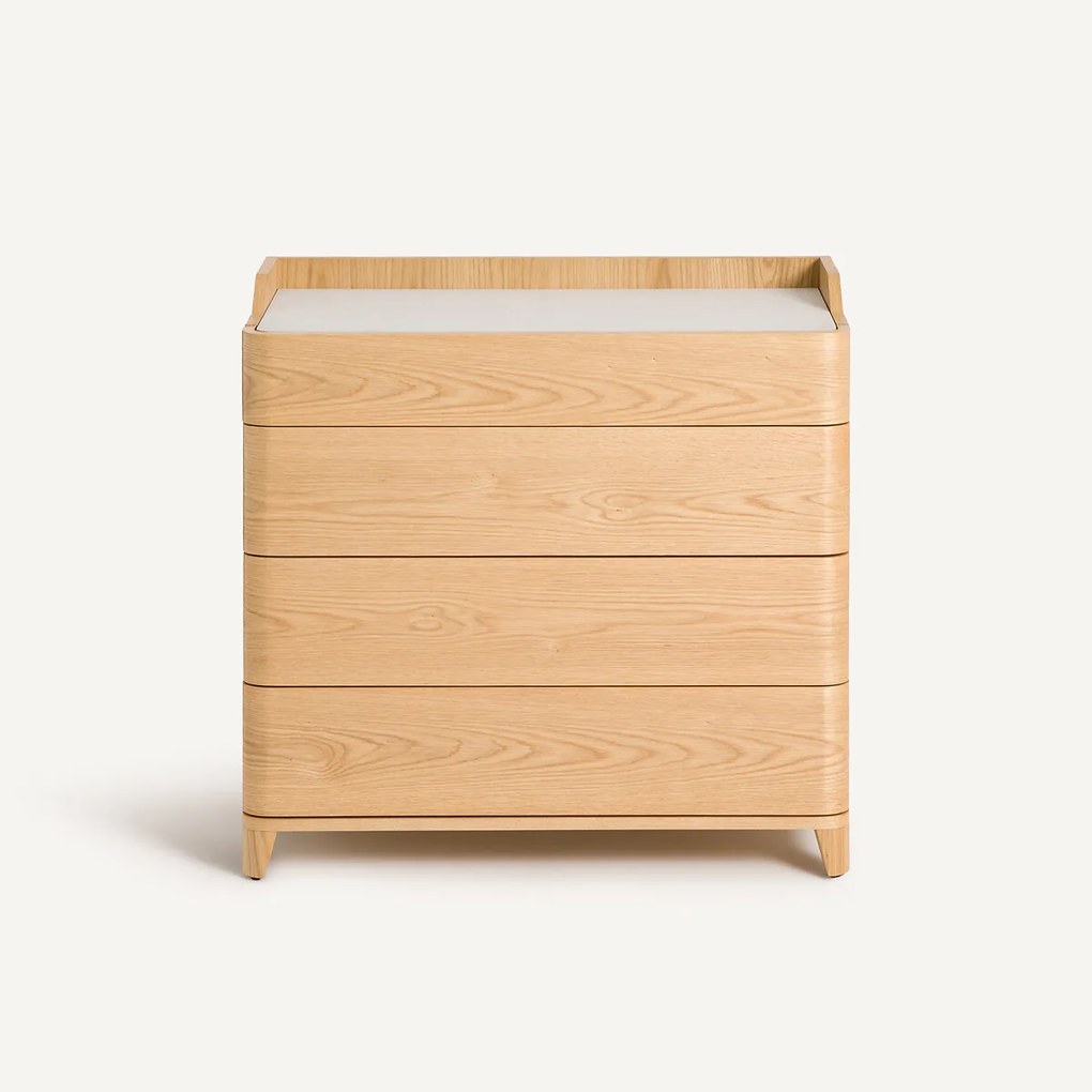 Ladekast van eikenfineer en leer, ontwerp Emmanuel Gallina, Junius