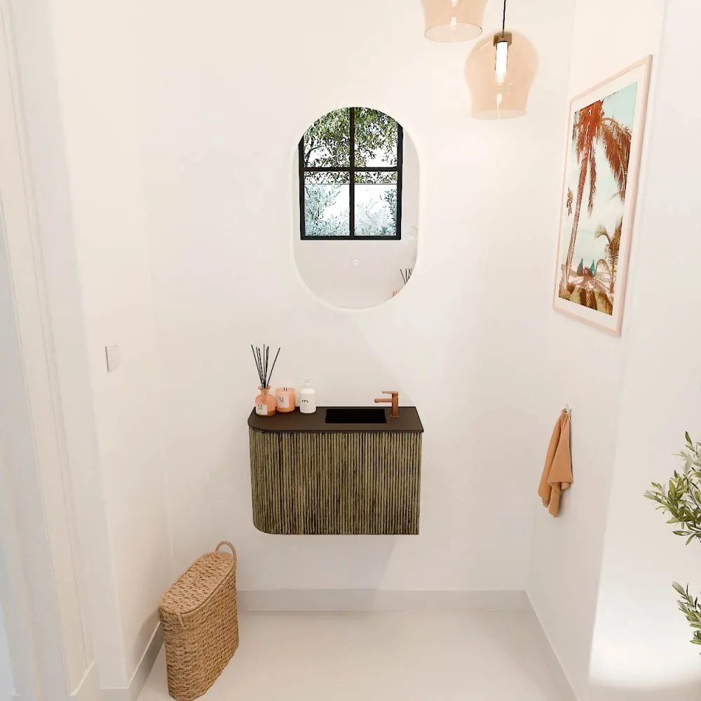 Mondiaz Joya 60cm toiletmeubel ronding links dusk met wastafel faye rechts 1 kraangat urban
