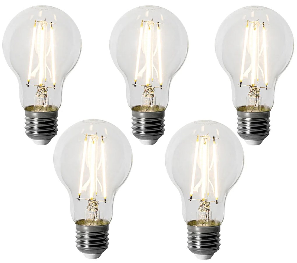 Set van 5 E27 dimbare LED lamp A60 6W 500 lm 3000K