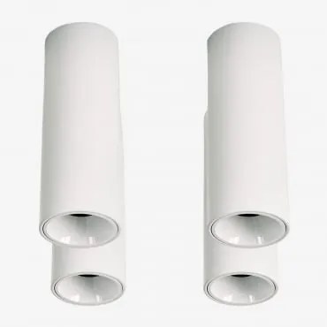 Pack Van 4 Ronde Led-opbouwplafondlampen Ø7,2 Cm Voor Buiten In Aluminium Luisiana Wit & Warm Wit 2700k & 10 W & 38º - Sklum