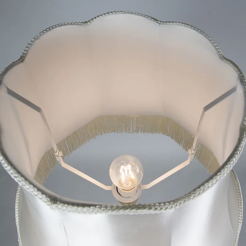 Retro vloerlamp messing met Granny kap crème 45 cm - Kaso