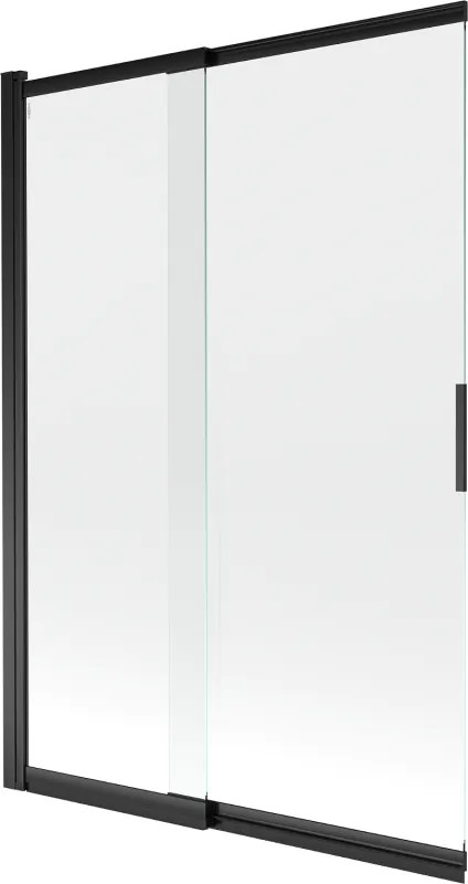 Mexen Fox badwand 2-delige schuif 120 x 150 cm, transparant, zwart - 891-120-002-70-00