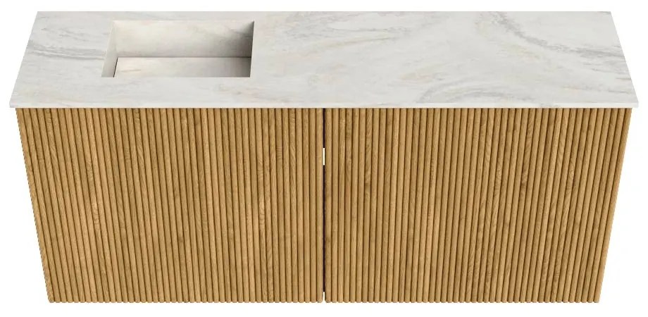 Mondiaz Joya DLux 90cm toiletmeubel oak met wastafel faye links 1 kraangat ostra