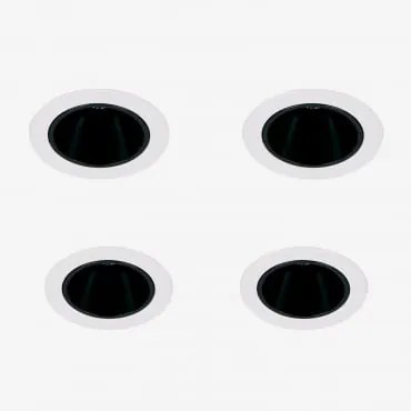 Pack Van 4 Inbouw Led-downlights Met Ronde Frames Ø5 Cm In Aluminium Luisiana Wit – Zwart & 3 W & 38º & Wit Koud 4000k - Sklum