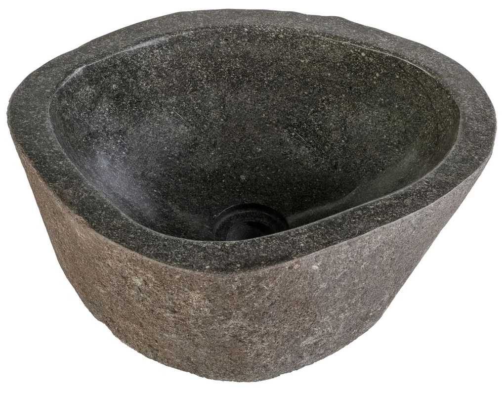 Sanigoods Anisa organische waskom riviersteen 30-35x15x3cm grijs