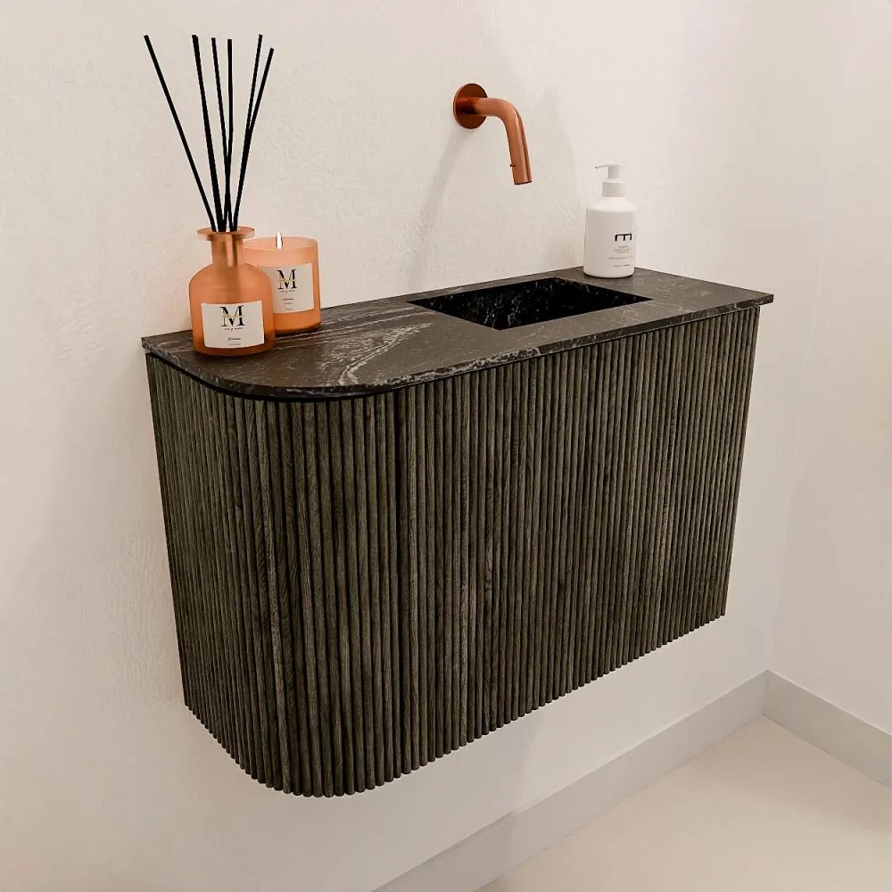 Mondiaz Joya DLux 60cm toiletmeubel ronding links shadow met wastafel faye rechts zonder kraangat lava
