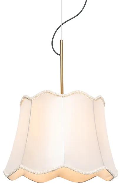 Stoffen Klassieke hanglamp messing met witte lampenkap - Nona Klassiek / Antiek E27 rond Binnenverlichting Lamp