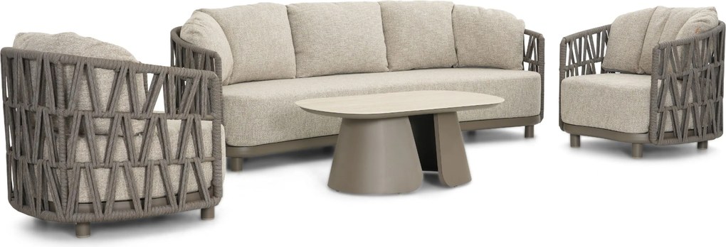 Stoel en Bank Loungeset 5 personen Rope Taupe  Santika Furniture Santika