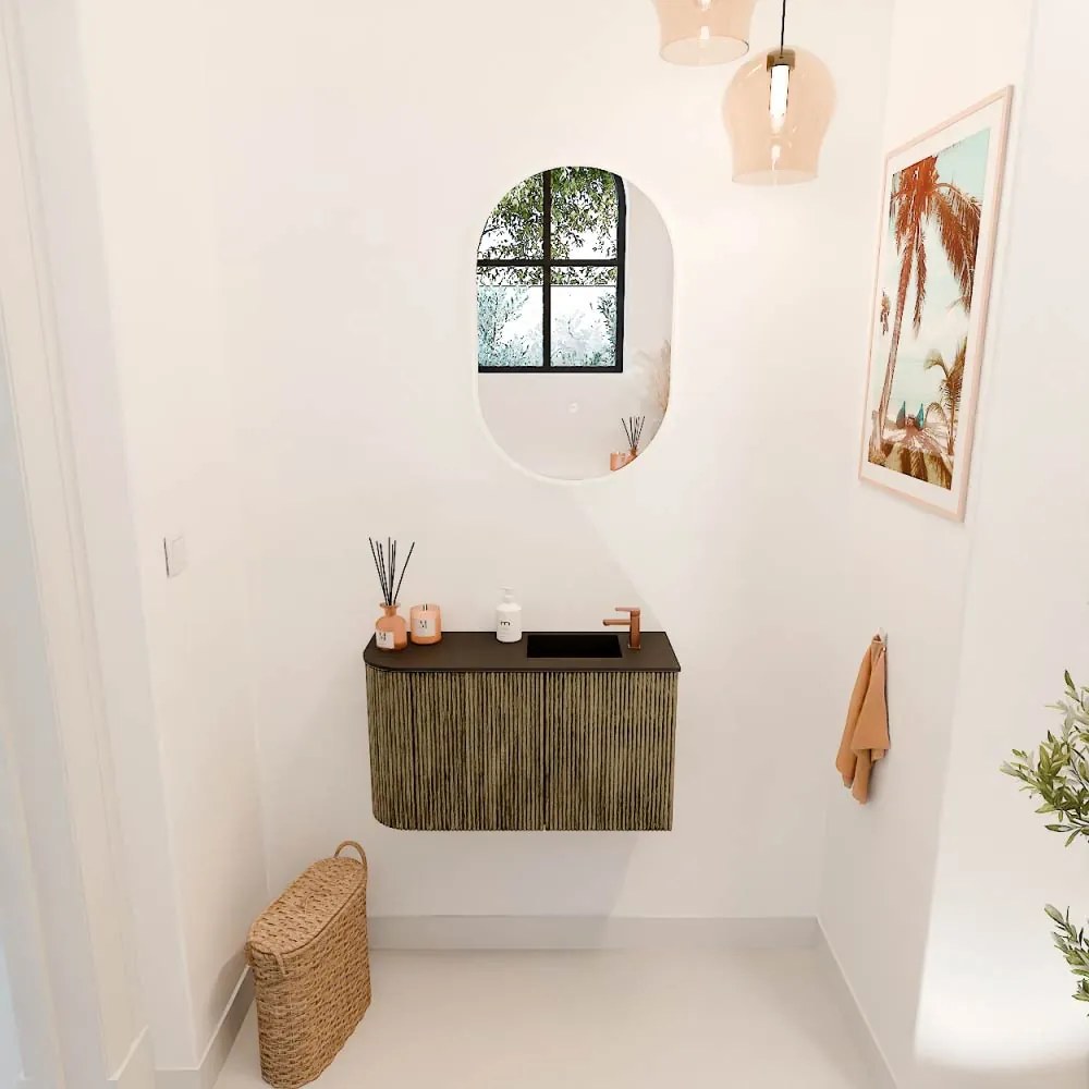 Mondiaz Joya 70cm toiletmeubel ronding links dusk met wastafel faye rechts 1 kraangat urban