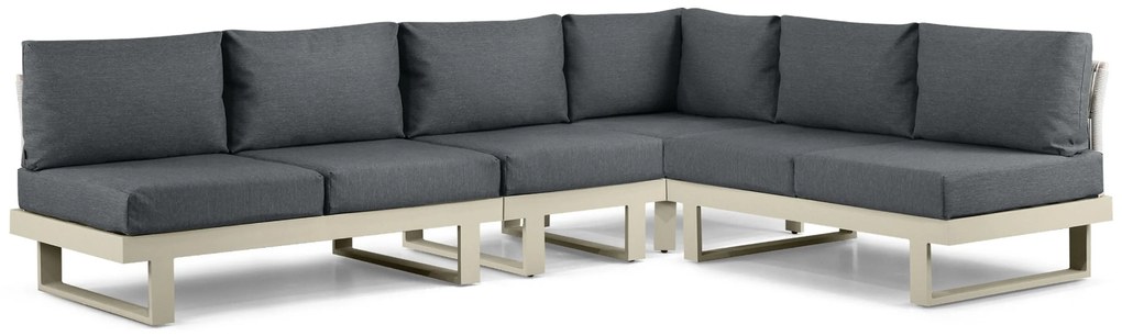 Hoek loungeset 6 personen Aluminium Taupe  Lifestyle Garden Furniture Lorenzo