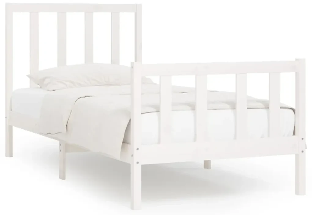 vidaXL Bedframe massief hout wit 90x200 cm