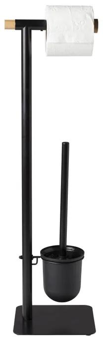 Toiletborstel en papierhouder - zwart - 21 cm