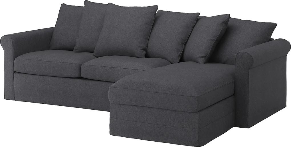 IKEA GRÖNLID 3-zits slaapbank Met chaise longue/sporda donkergrijs - lKEA