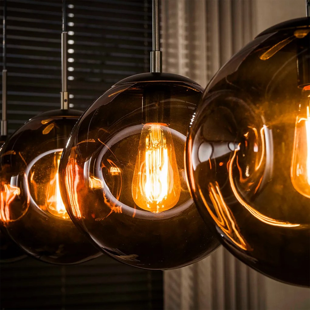 Hanglamp Met 4 Glazen Bollen Bruin
