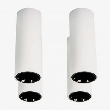 Pack Van 4 Ronde Led-opbouwplafondlampen Ø5,7 Cm In Aluminium Luisiana Wit – Zwart & 6 W & 23º & Wit Koud 4000k - Sklum