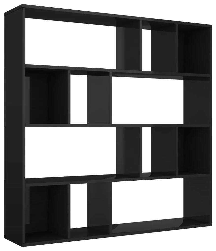vidaXL Kamerscherm/boekenkast 110x24x110 cm spaanplaat hoogglans zwart