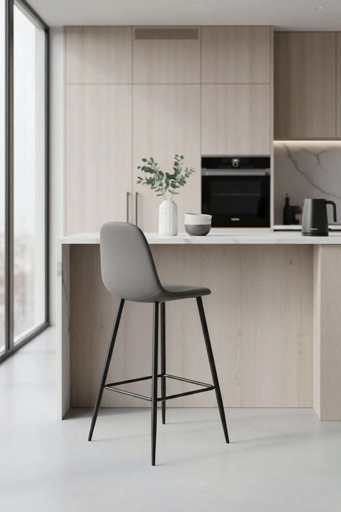 Zwarte Teok stoffen kruk