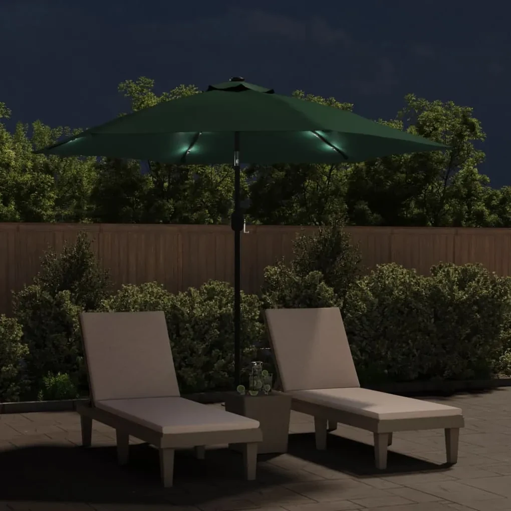 vidaXL Parasol kantelbaar met LED 3 m groen
