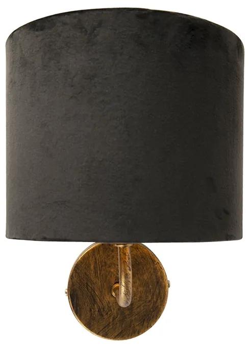Vintage wandlamp goud met zwarte velours kap - Matt Retro E27 rond Binnenverlichting Lamp