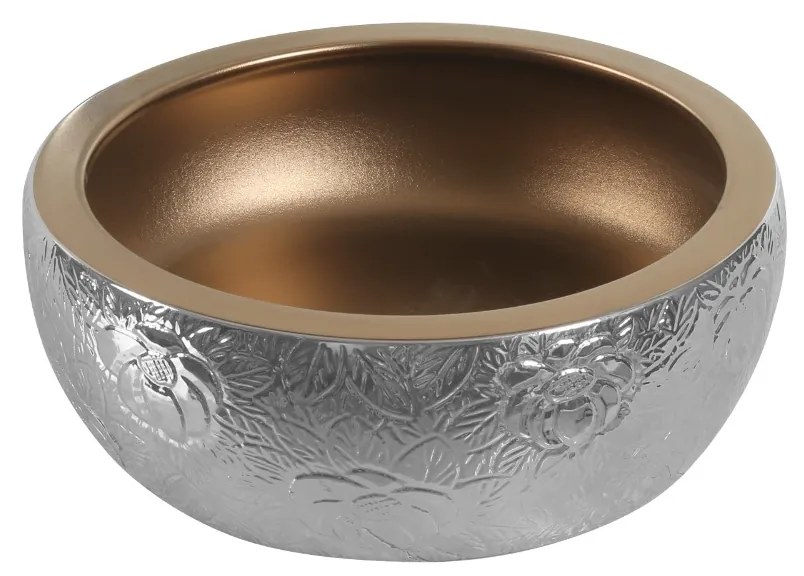 Kerra KR 124 keramische waskom 42cm zilver/goud