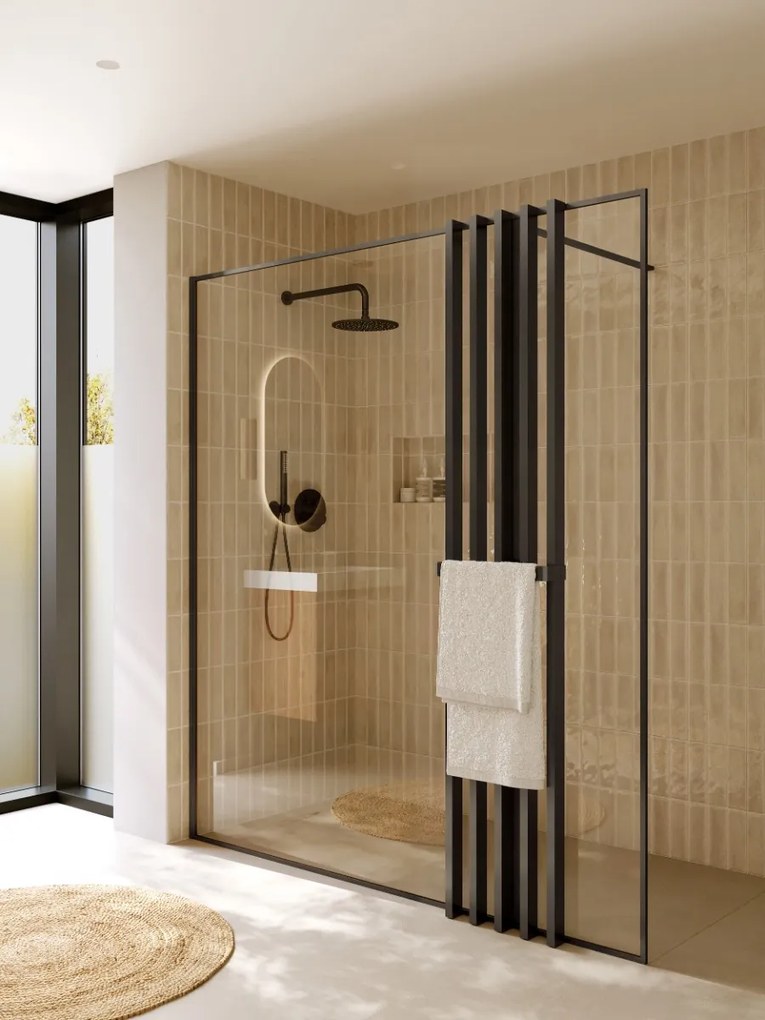 Riho Define inloopdouche met decopaneel 180x200cm ijzer verouderd mat