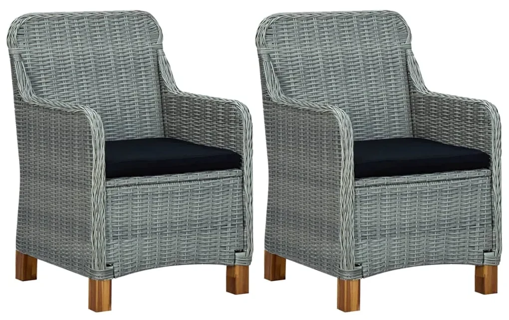 vidaXL 3-delige Loungeset met kussens poly rattan lichtgrijs