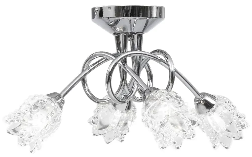 vidaXL Plafondlamp met glazen bloem lampenkappen voor 4 x G9 peertjes