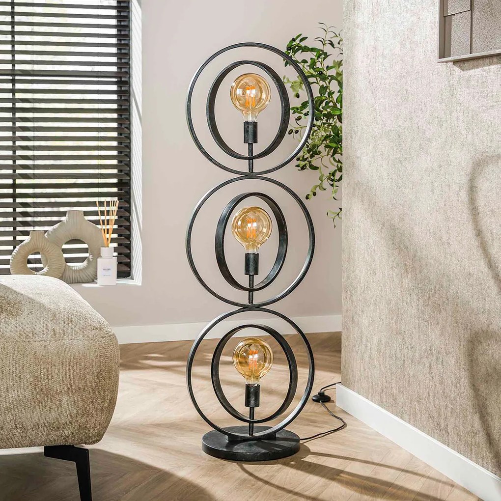 Vloerlamp Metalen Ringen Zwart