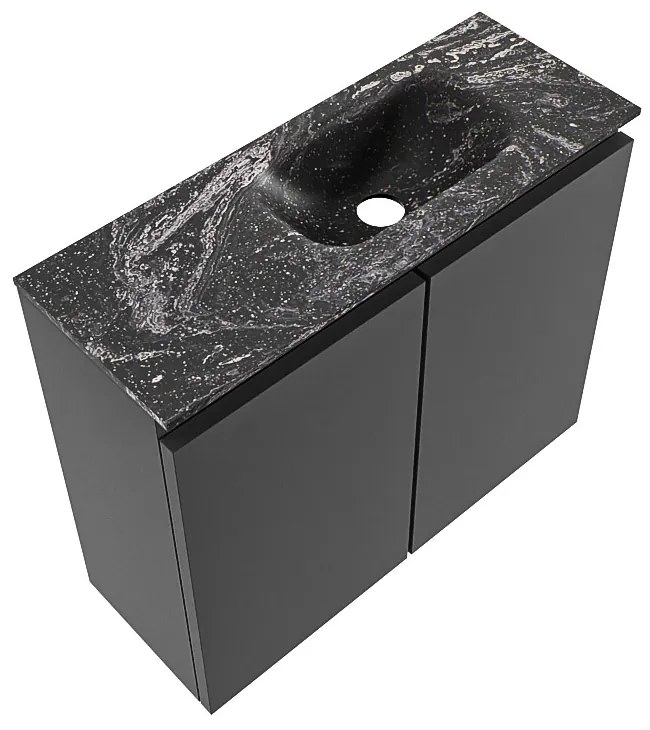 Mondiaz Ture DLux toiletmeubel 60cm dark grey met wastafel lava rechts met kraangat