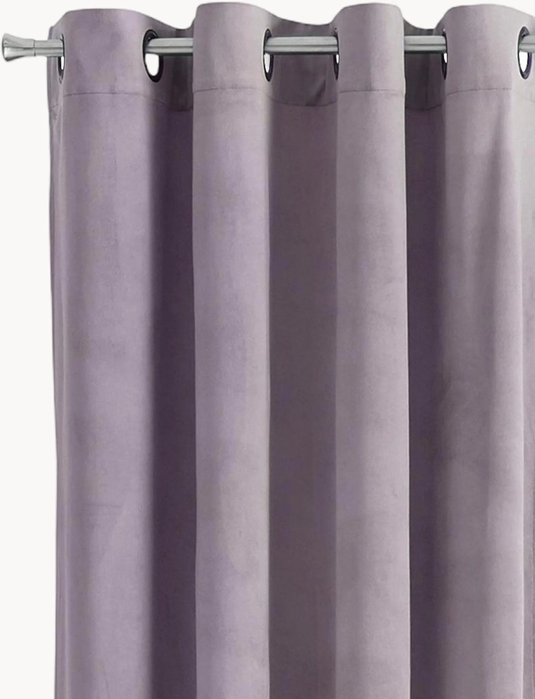 Fluwelen dim-out gordijnen Nora met ringen, 2-delig, B 140 cm